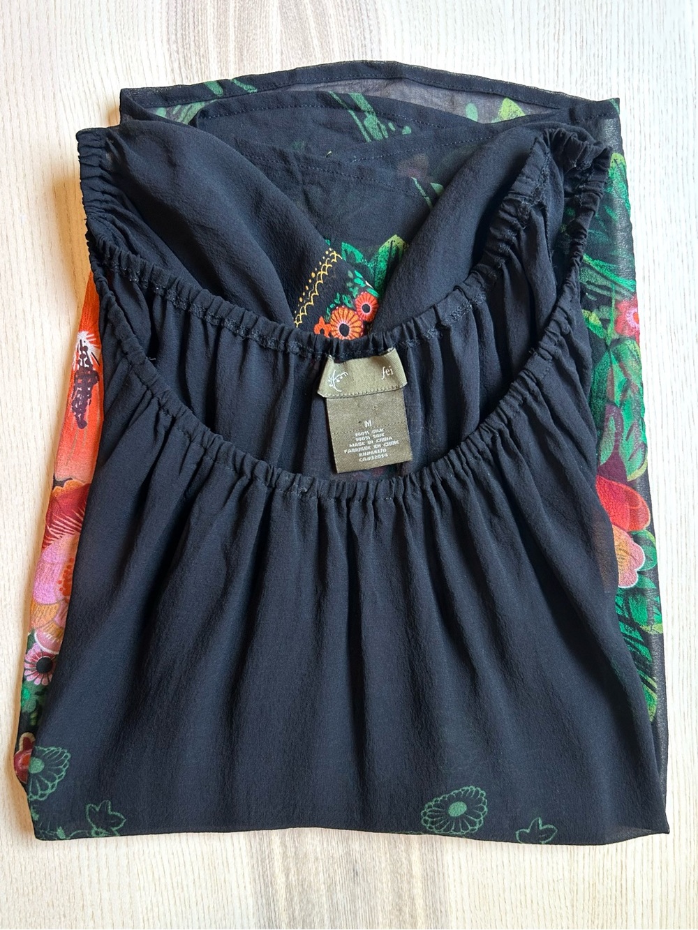 Anthropologie Fei Silk Sheer Floral Overlay Blouse Romantic Boho Cottage Size M - Picture 4 of 5